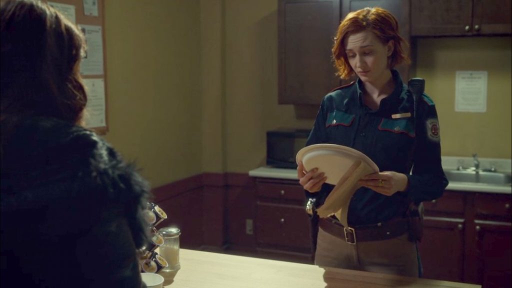 Nicole Haught with her pizza.